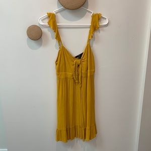 Forever 21 Ruffle Spaghetti Strap, & Ruffle Skirted Summer Dress. Mustard Color